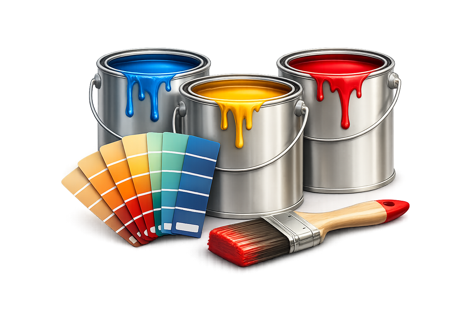 Paint cans, swatches, and brush graphic